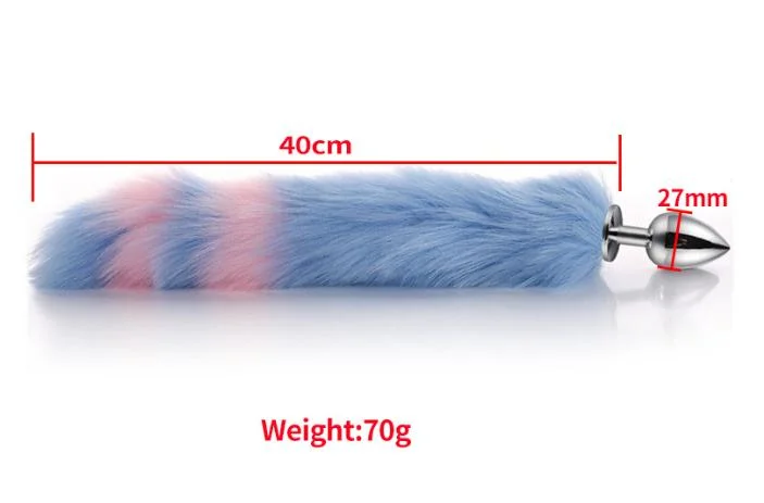 Pink and Blue Fox Cosplay 3 PCS Set Hair Clip Furry Anal Tail Plug Fox Tailand Collar Choker Masquerade Halloween Costume Cosplay